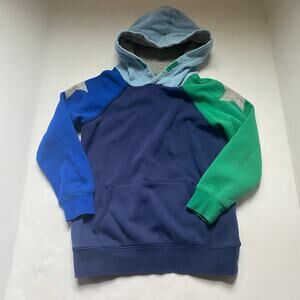 Mini Boden Blue & Green Color-block Star Hooded Sweatshirt Hoodie